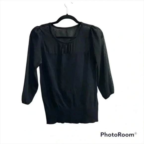Monsoon black sheer polka dot top blouse Size 4 - Picture 1 of 6